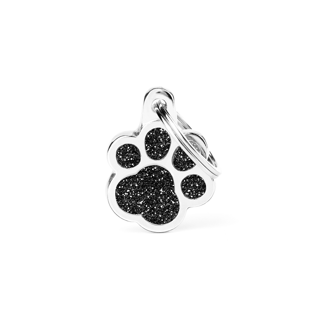 MyFamily Paw Glitter ID-Tag in schwarz