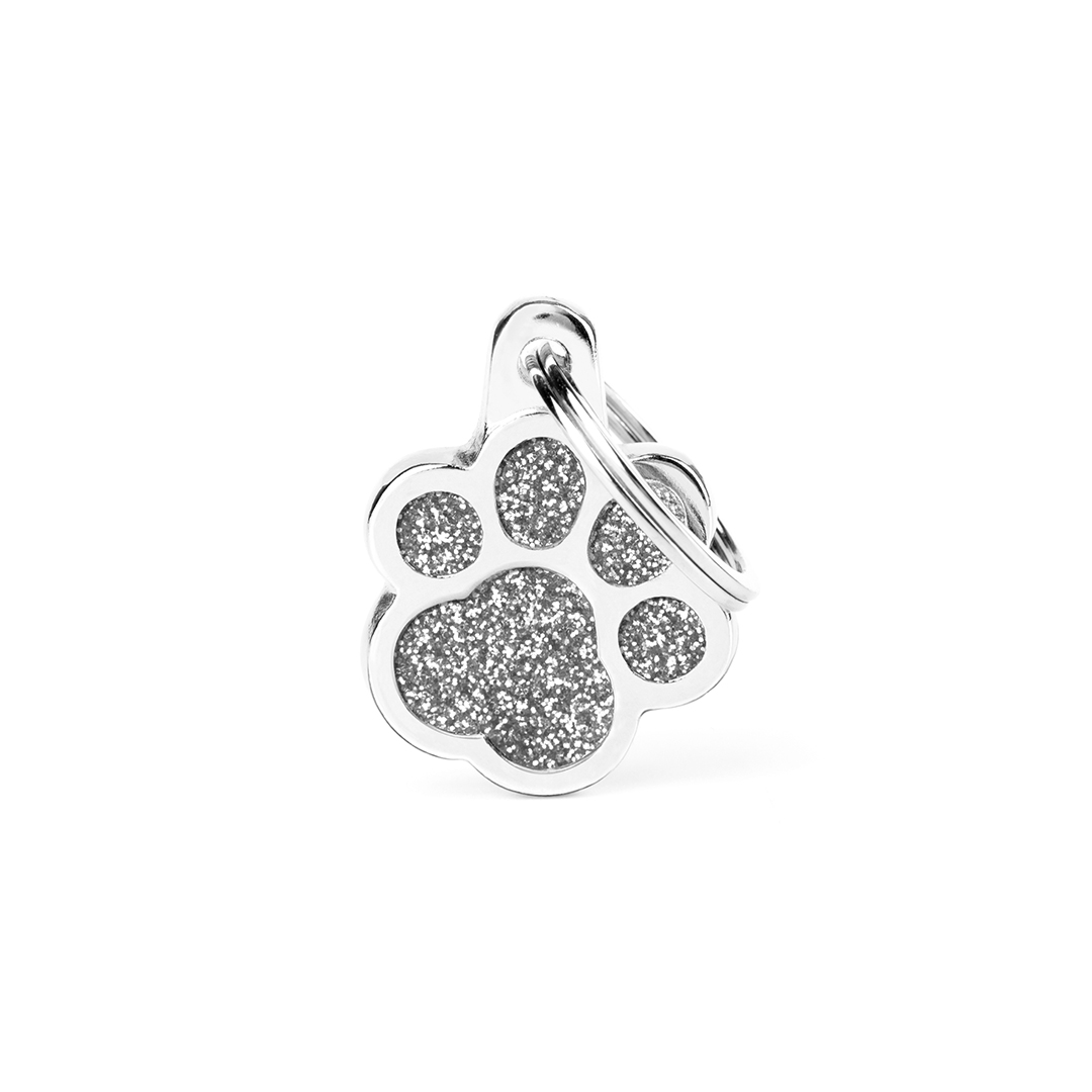 MyFamily Big Paw Glitter ID-Tag in silber