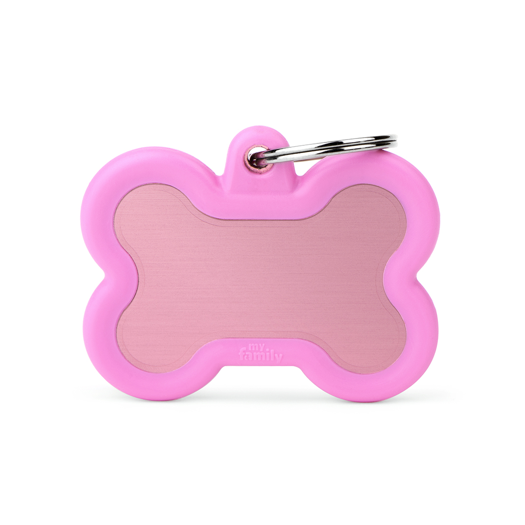 MyFamily Black Bone Alu ID-Tag in pink
