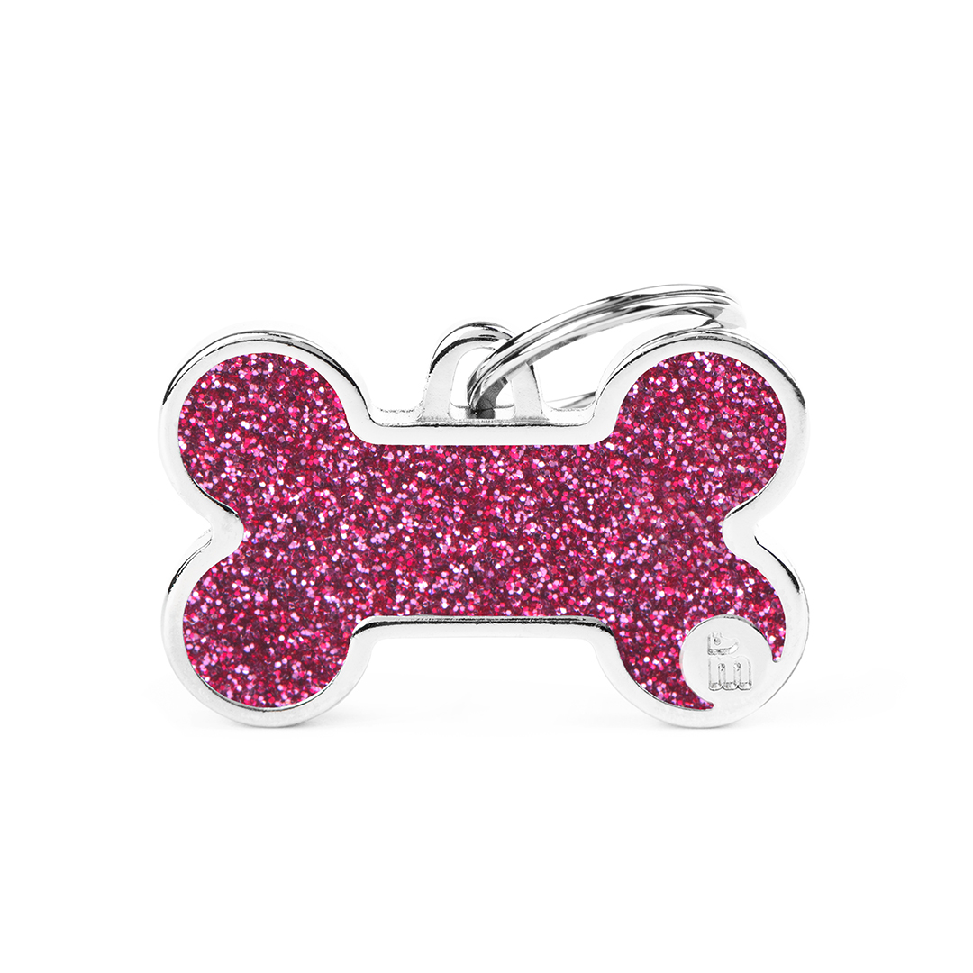 MyFamily Big Bone Glitter ID-Tag in Pink