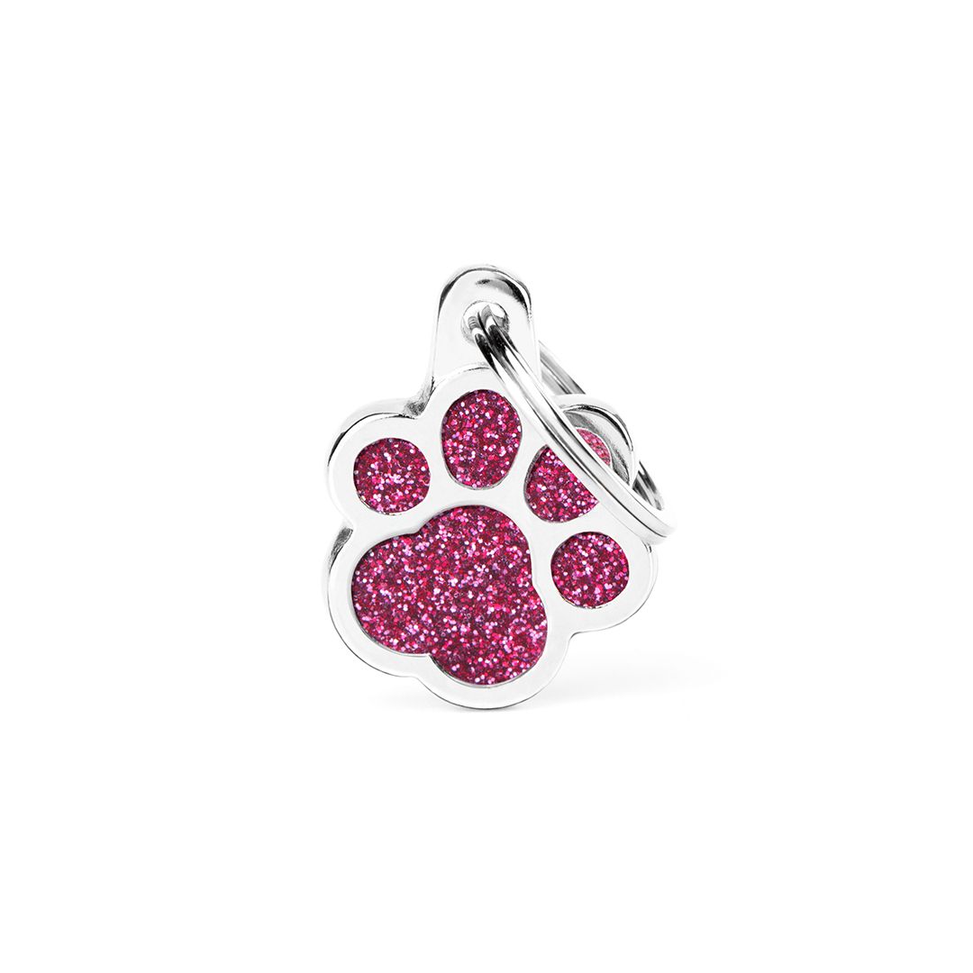 MyFamily Paw Glitter ID-Tag in pink