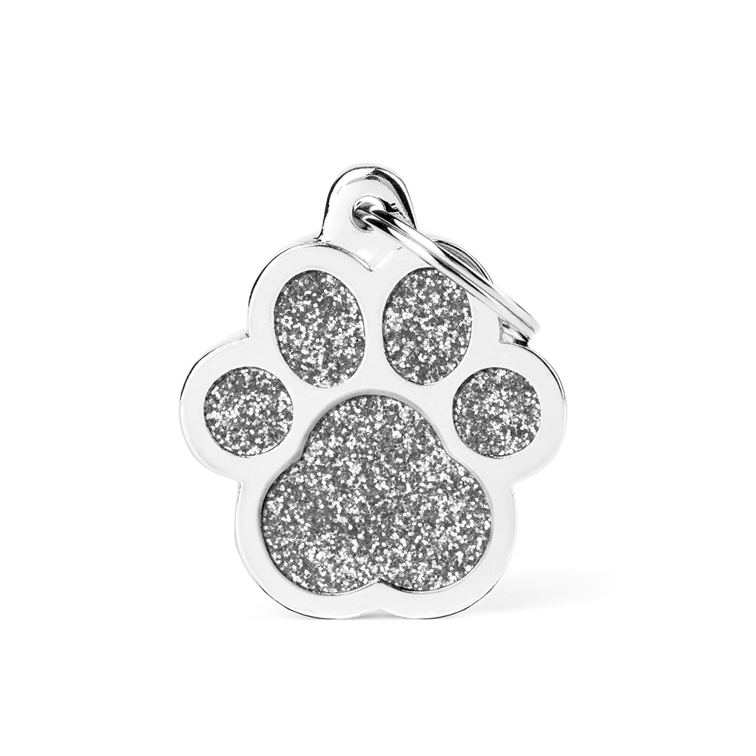MyFamily Big Paw Glitter ID-Tag in grau