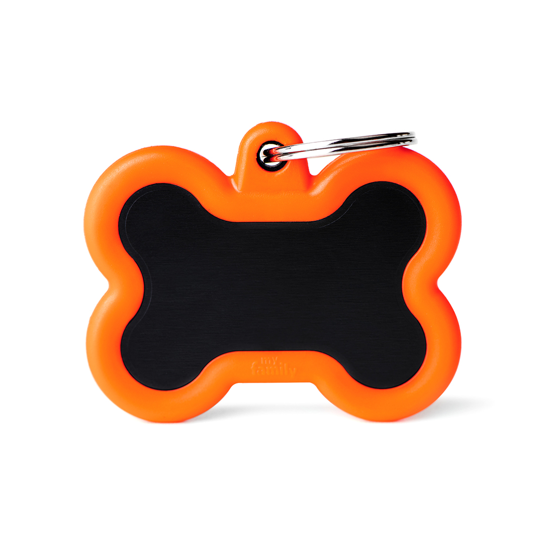 MyFamily Black Bone Alu ID-Tag in orange