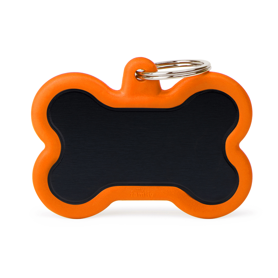 MyFamily Black Bone Alu ID-Tag in orange