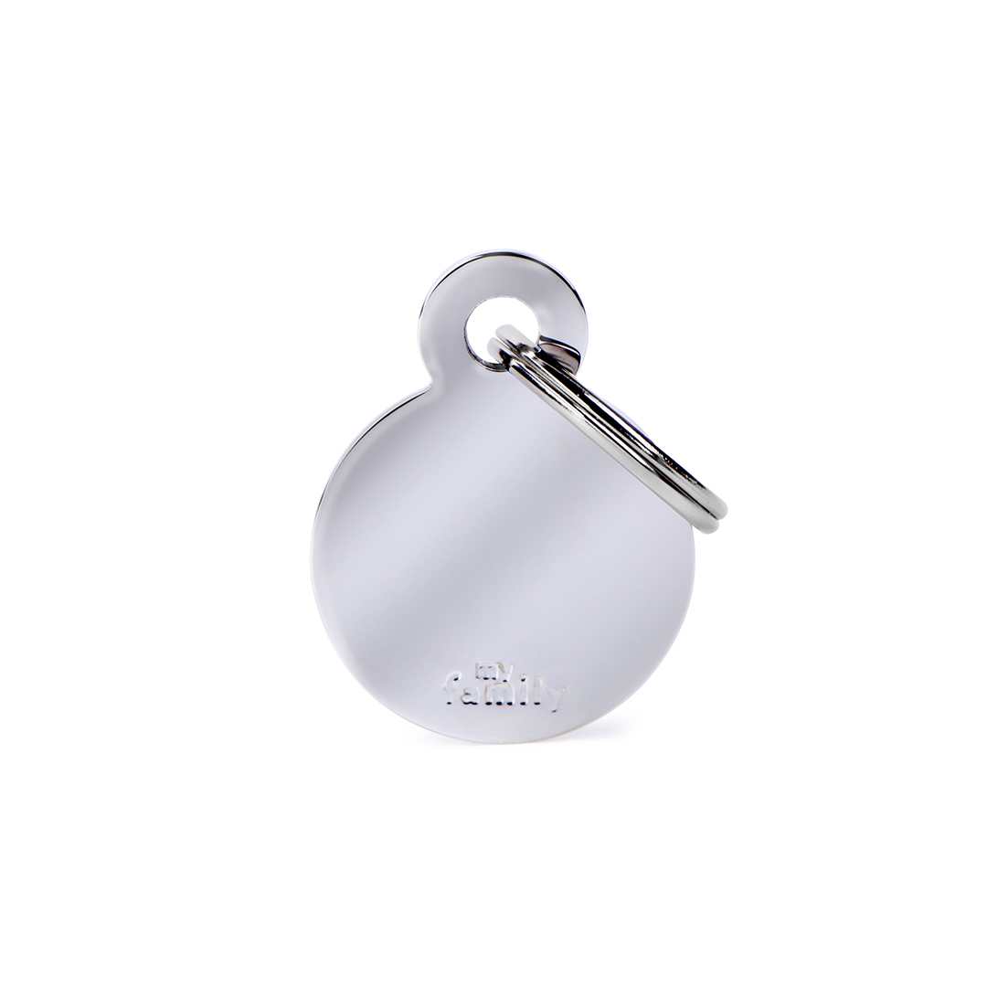 MyFamily Round Chromed Brass ID-Tag in grau