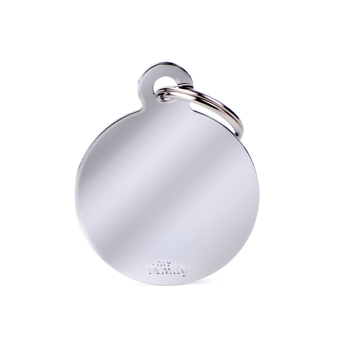 MyFamily Round Chromed Brass ID-Tag in grau