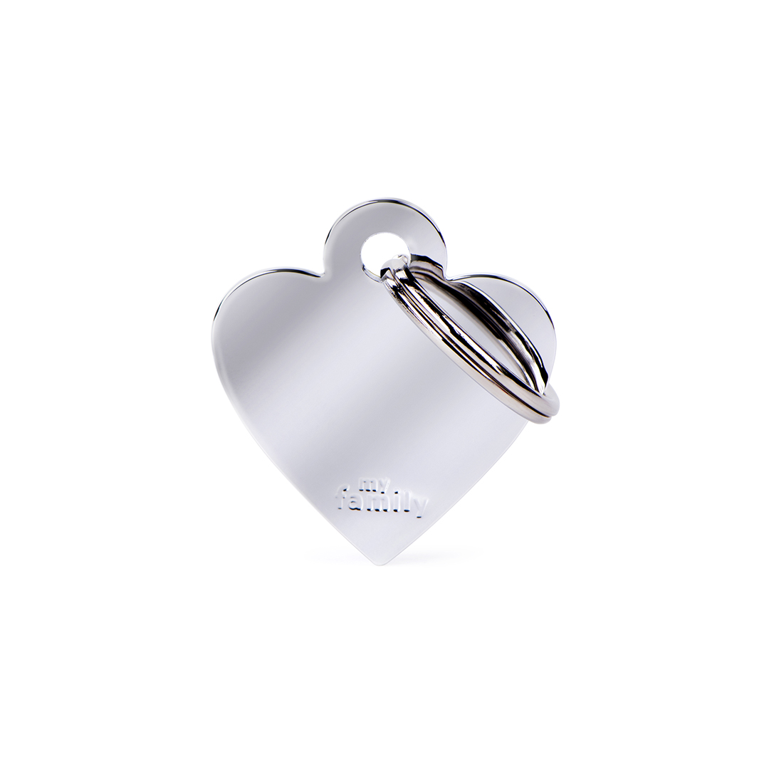 MyFamily Heart Chromed Brass ID-Tag in silber