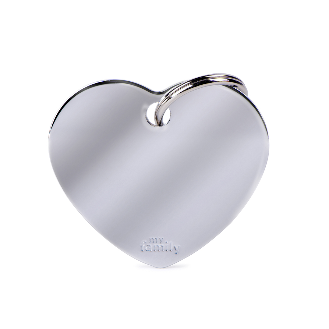 MyFamily Heart Chromed Brass ID-Tag in silber