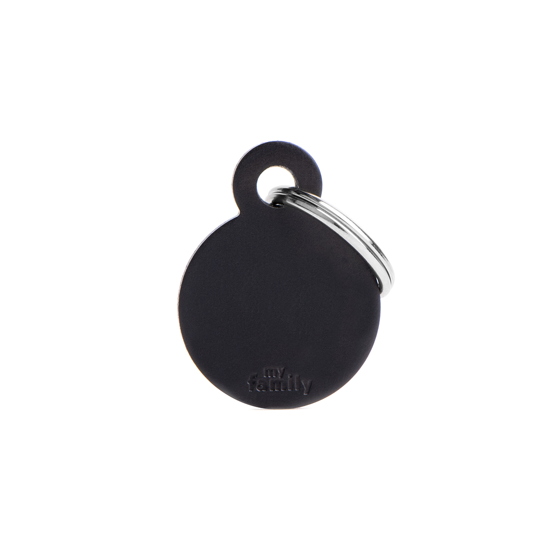 MyFamily Big Round Aluminium ID-Tag in schwarz