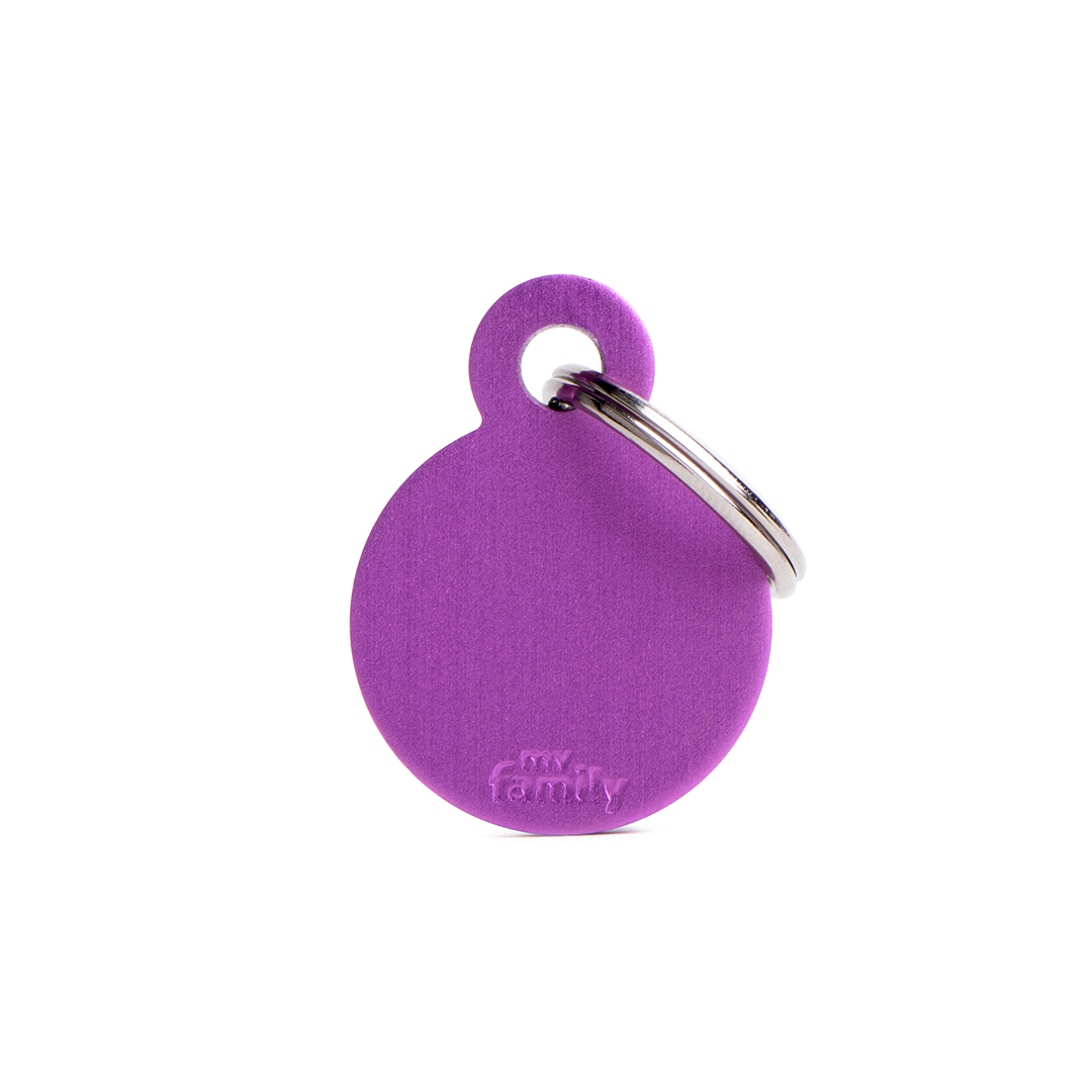 MyFamily Big Round Aluminium ID-Tag in lila