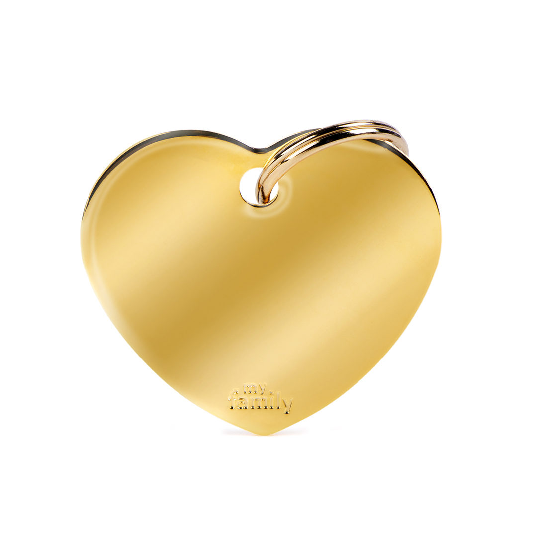 MyFamily Big Heart Golden Brass ID-Tag in gold