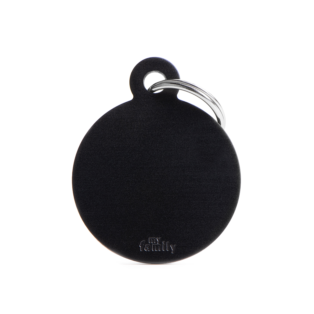 MyFamily Big Round Aluminium ID-Tag in schwarz