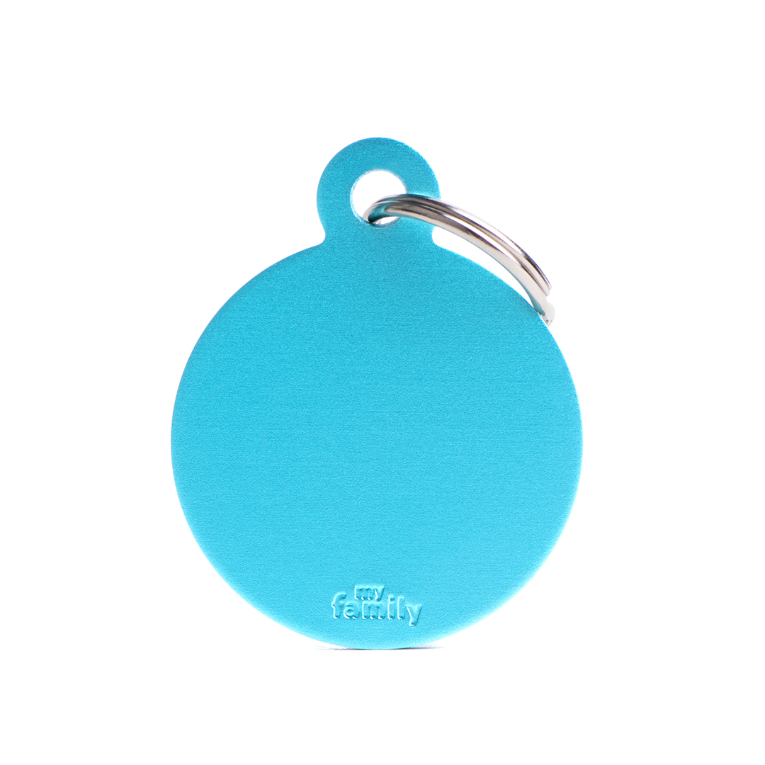 MyFamily Round Aluminium ID-Tag in Hellblau