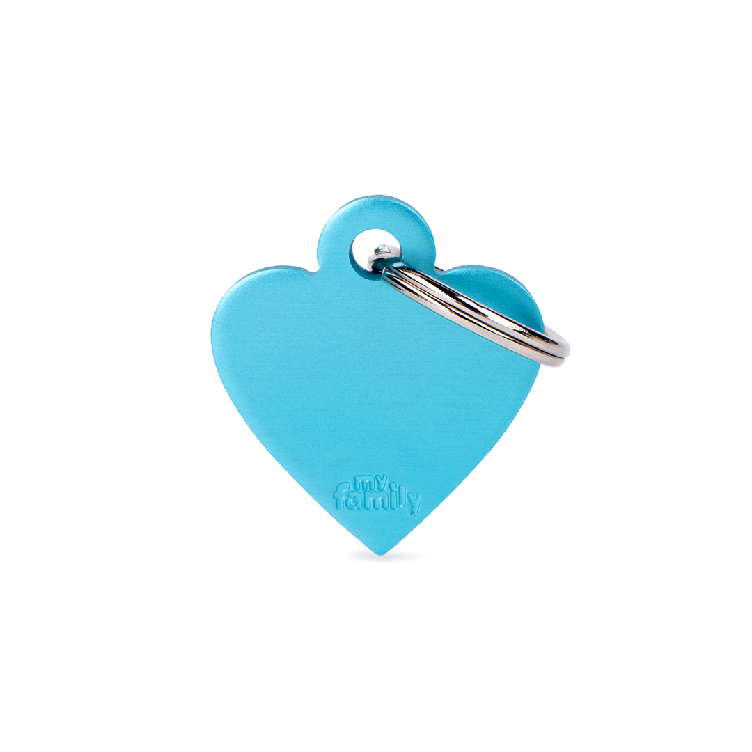 MyFamily Small Heart Aluminium ID-Tag in hellblau