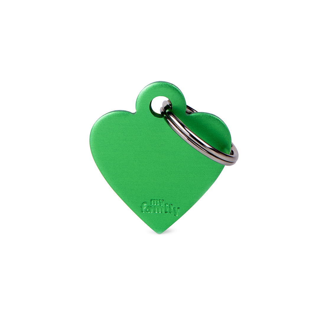 MyFamily Heart Aluminium ID-Tag in grün