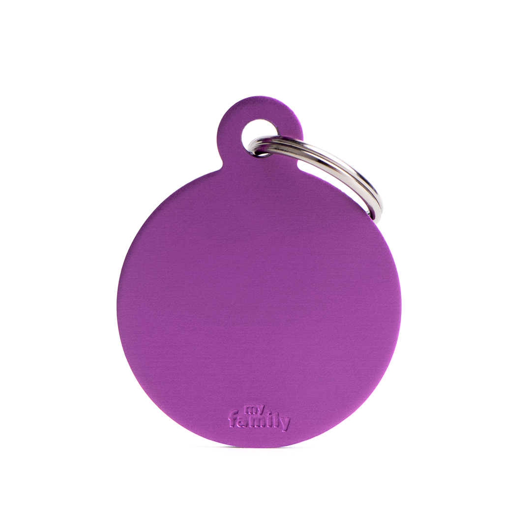 MyFamily Big Round Aluminium ID-Tag in lila