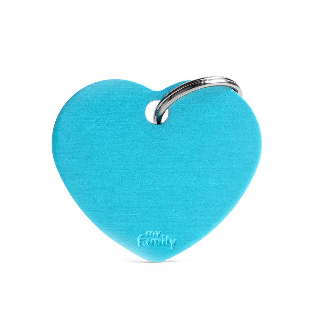 MyFamily Small Heart Aluminium ID-Tag in hellblau