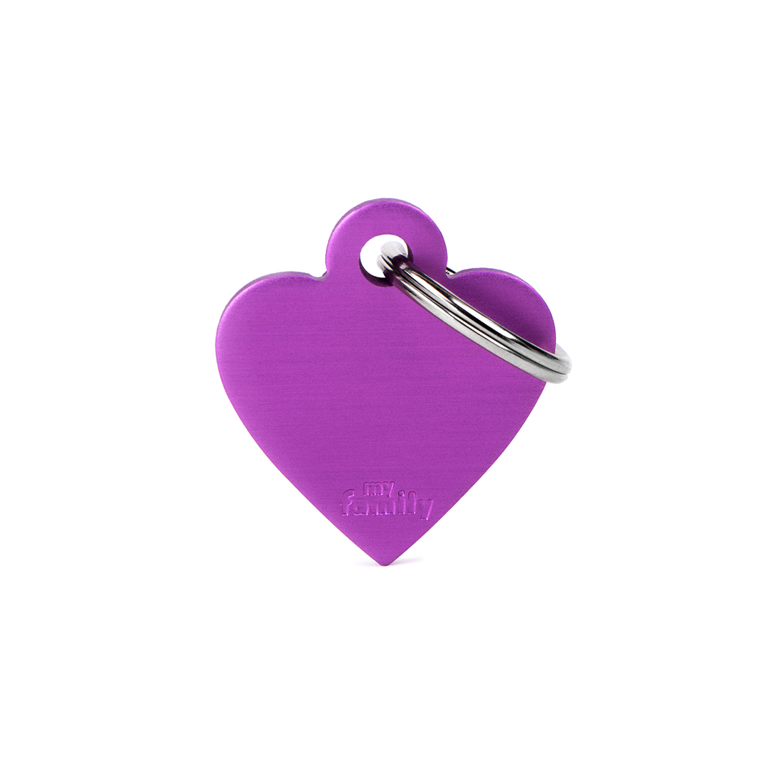 MyFamily Heart Aluminium ID-Tag in lila